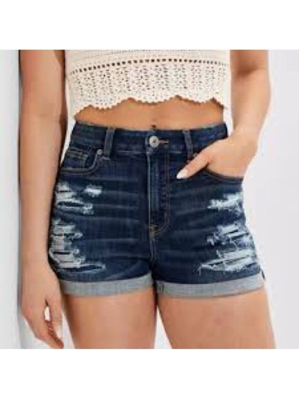 AEO High Rise Shortie Denim Shorts Sz 6
